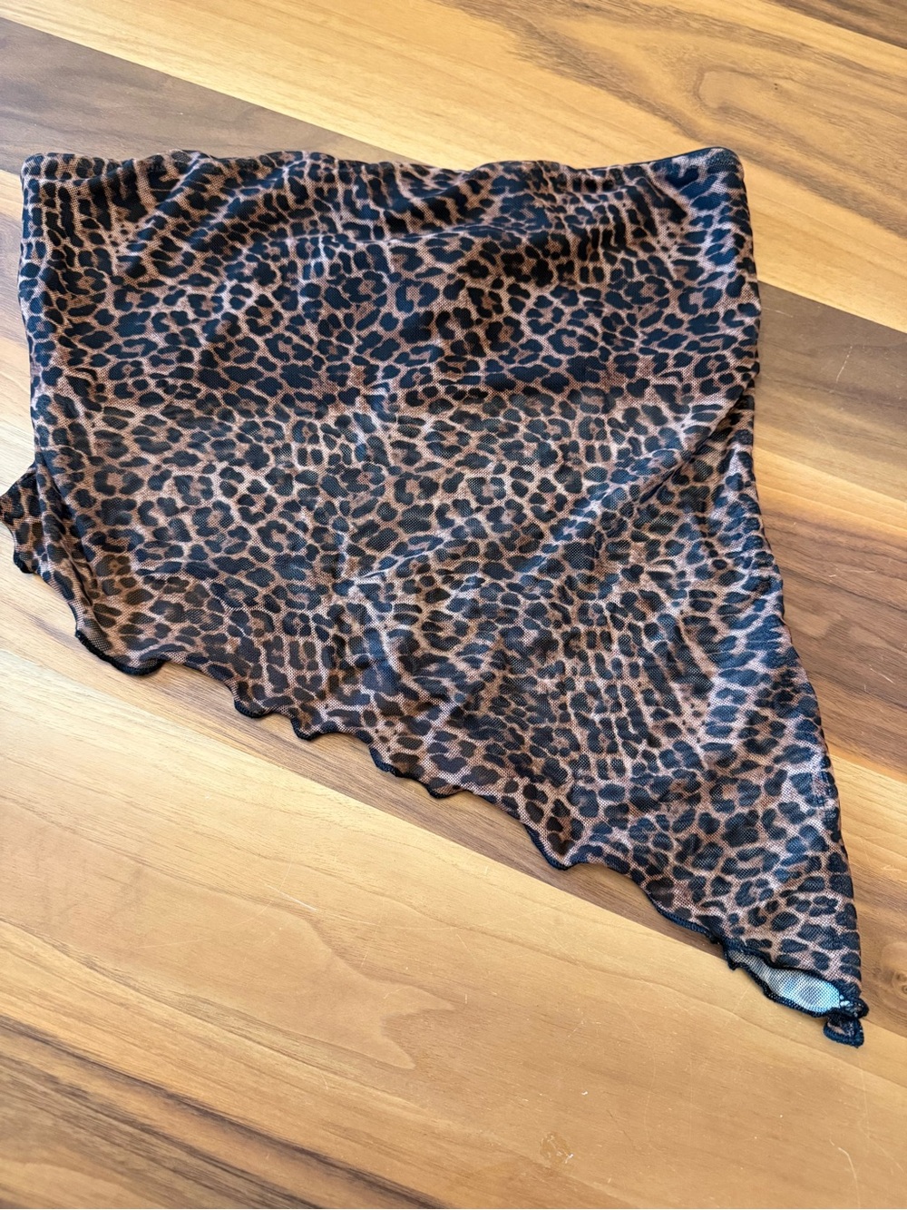 Edikted Brown and Black Leopard Print Asymmetric Tube Top
